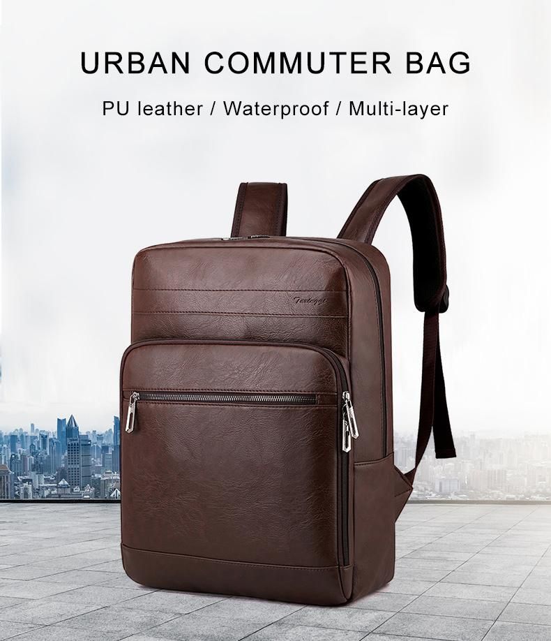 Multifunctional Backpack For Men High-quality PU Leather Laptop Backbag Luxury Waterproof Portable Travel Bag