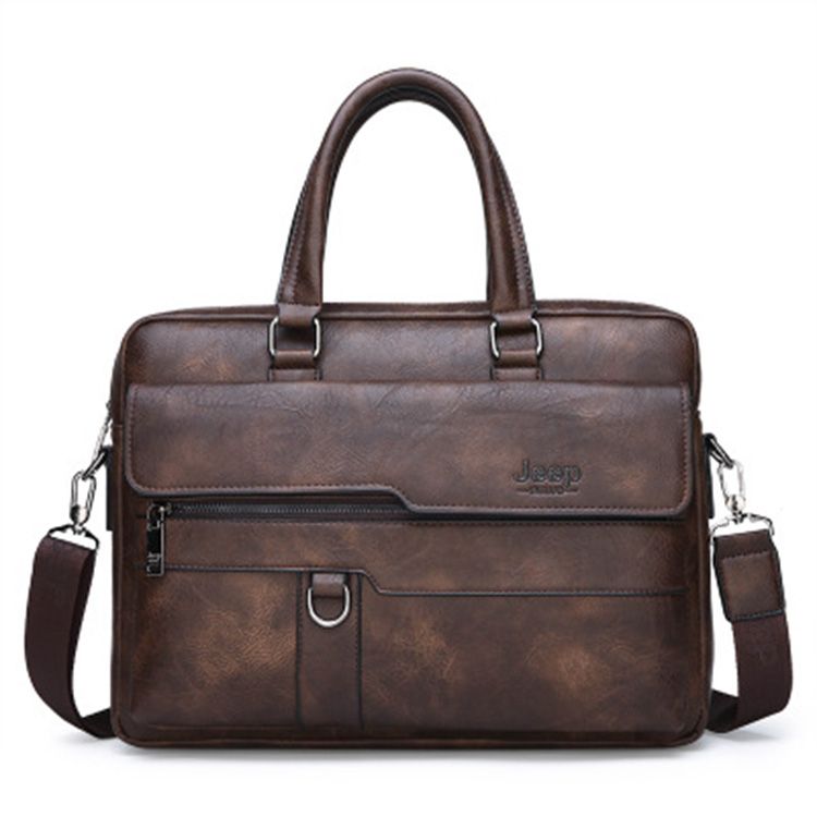 COFFEE BROWN WATERPROOF LEATHER LAPTOP BAG