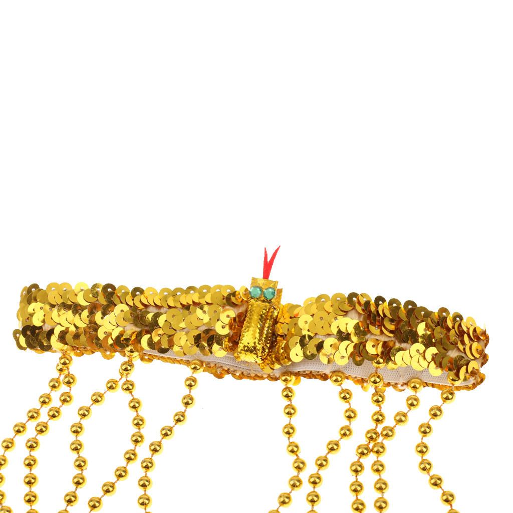 Women Egyptian Beaded Headdress Cleopatra Fancy Dress Costume Hair