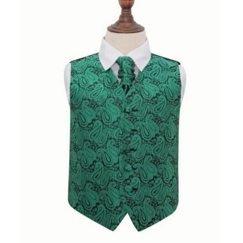 Paisley Floral Waistcoat With Hanky Set  - Green