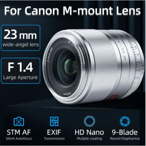 Viltrox 23mm F1.4 Lens For Canon M50 Wide Angle Lens - Silver