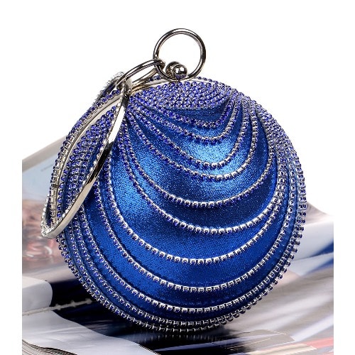 Round Dangling Stone Studded Chain Purse