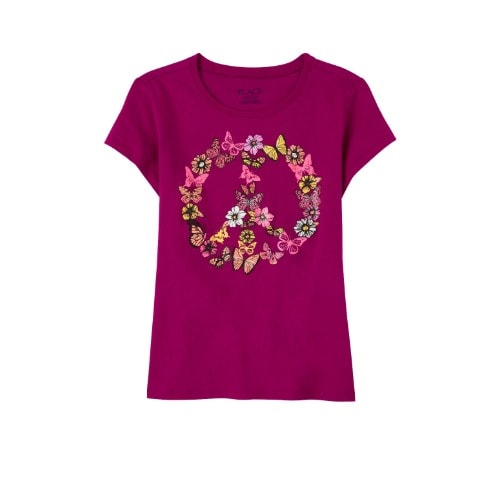 Girl's Rose Butterfly Graphic Top - Pink