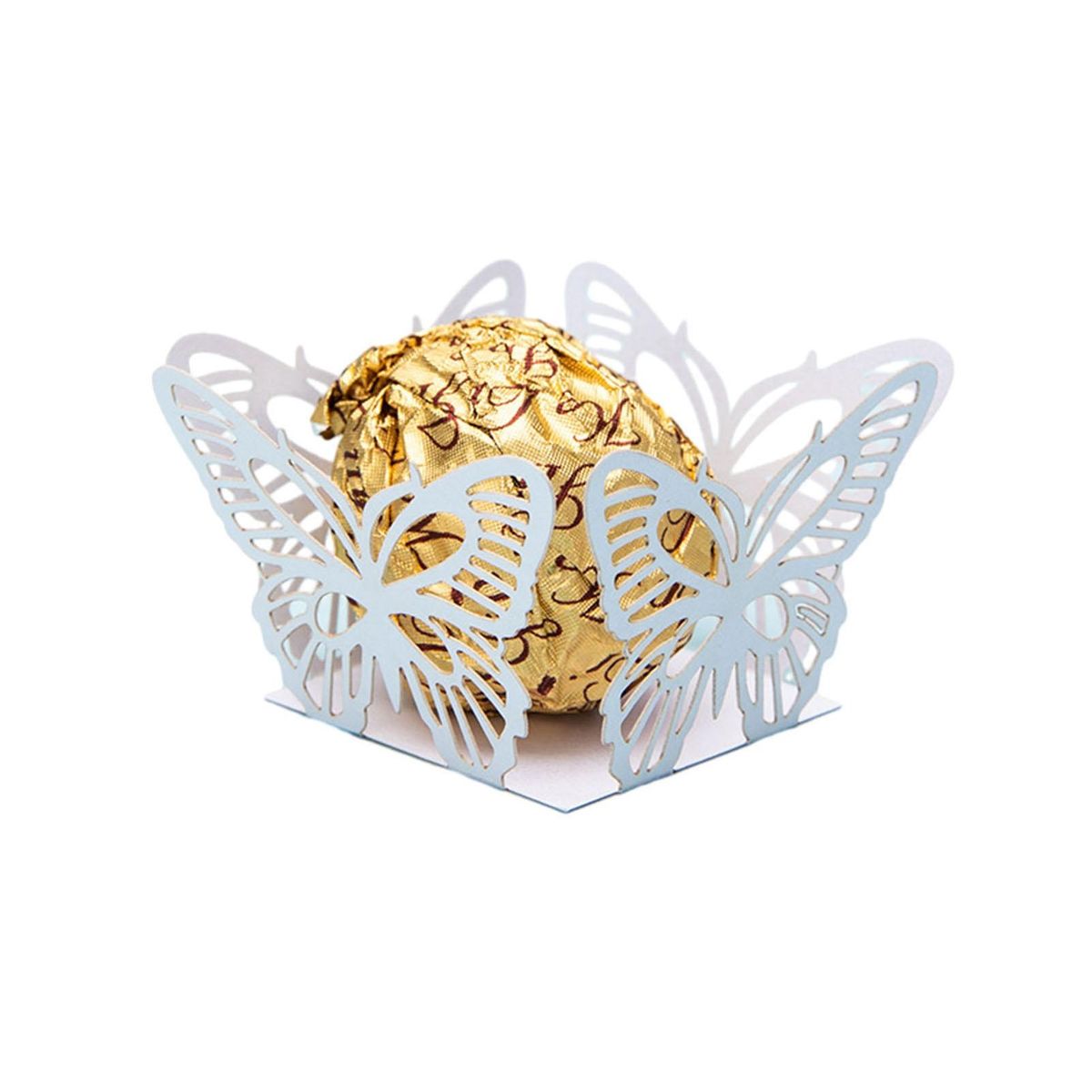 50Pcs Chocolate Box Butterfly Shape Wedding Chocolate Wrapping Box White
