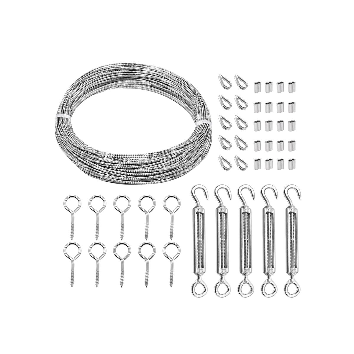 1/16Inch Turnbuckle Wire Tensioner Kit Heavy Turnbuckle Cable Railing Kit 115Ft Wire Rope Hook and Eye Turnbuckle Kit