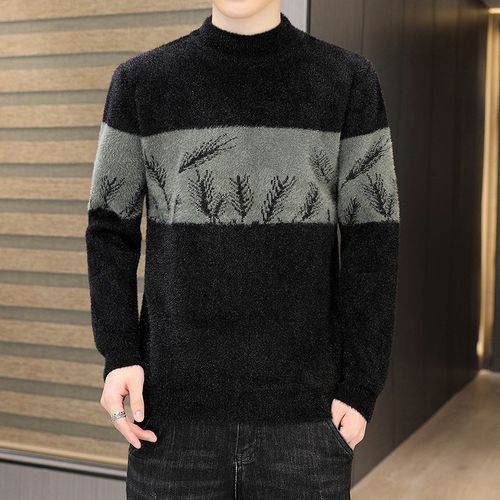 Sweater Wool Splice Slim Fit Knittwear Mens Sweaters