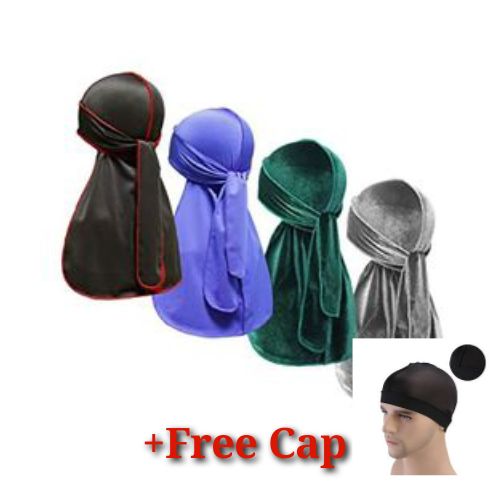 4in1 UNISEX Pirates Doo Rag Durag+Free Cap
