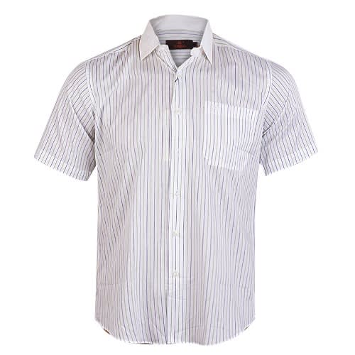 Men's Fitted Short Sleeve Stripe Shirt With Chest Pocket