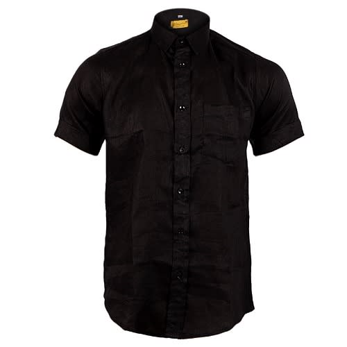 Men's Casual Short Sleeve - Linen Black