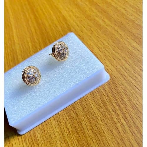Round Puff Iced Gold Men's Stud Earrings