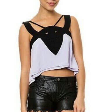 Love Cat Geometric Crop Top -lilac