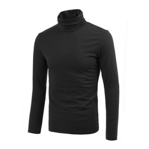 Men's Turtle Neck Long Sleeves T-shirt -Black
