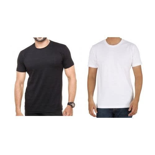 Men's 2 in 1 Plain White And Black Round Neck T-shirt