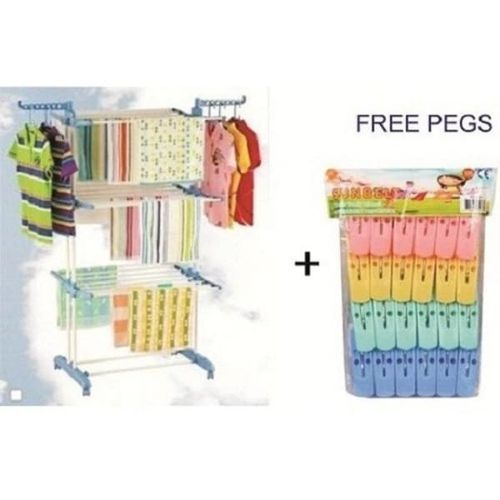 Three Layer Cloth Dryer Hanger + Free Cloth Pegs