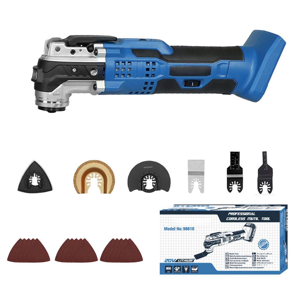 Oscillating Tool Kit, Multi-tool kit,Cordless Oscillating Saw With Max 5000-19000 OPM, 4°Oscillating Angle, 6-Variable Speed, 20V Battery Powered & 25 Pcs Accessories Multi-Tool for Cut/Grind/Scraping Blue UK