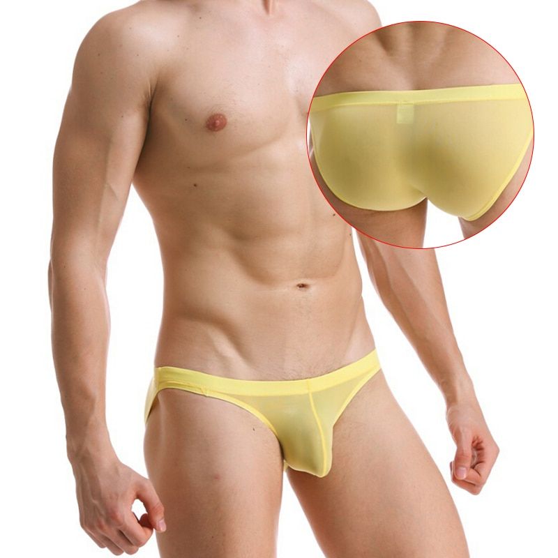 Mens Sexy Ice Silk Underwear Briefs Men Ultra Thin Transparent Comfortable Panties Low Rise Male Mini Underpant(#nude)
