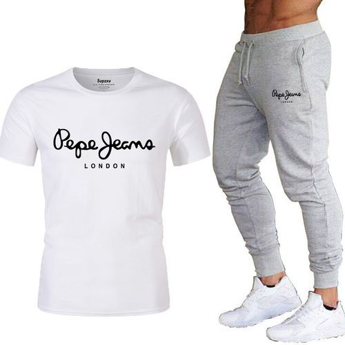 2021 Latest Pepe-Jeans-London Logo T-shirt Summer Men's Short-sleeved Popular T-shirt Tops Men's 2-piece Suit