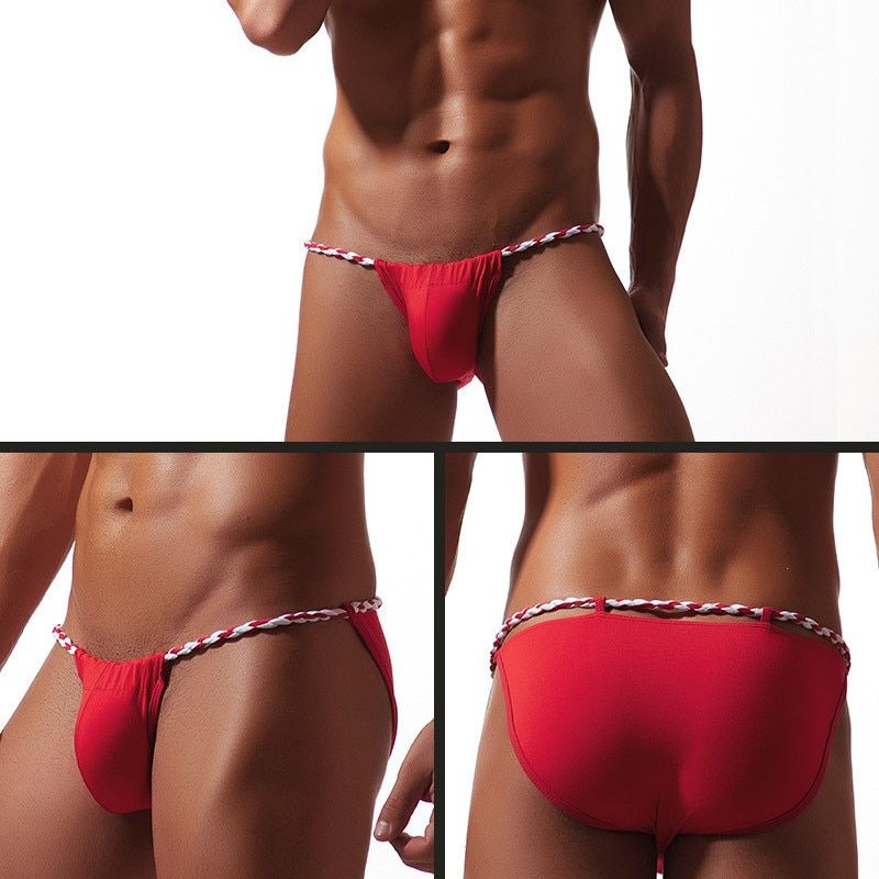 Sexy Men Briefs Japan Sumo Underwear Rope Briefs Underwear Bulge Pouch Shorts High Fork Underpants Low Waist Briefs Jockstrap(#Yellow)