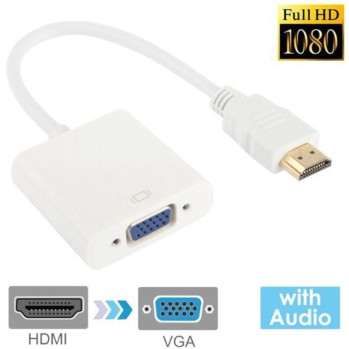 24cm Full HD 1080P HDMI To VGA + Audio Output Cable For Computer / DVD / Digital Set-top Box / Laptop / Mobile Phone / Media Player(White)