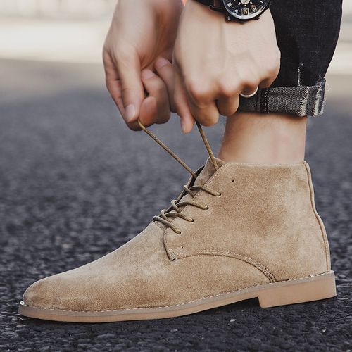 Men Martin Shoes Vintage Boots Suede Leather Shoes High Top