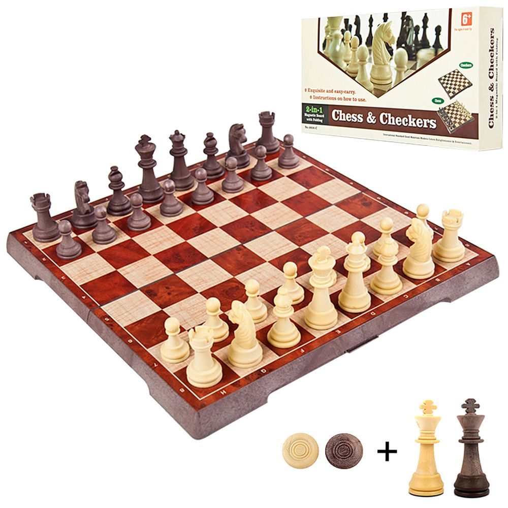 2-in-1 Magnetic Chess Set Folding Chess And Checkers Set