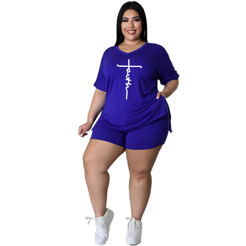 Short Sleeve Tops Fashion Shorts Women Clothing 2 Pieces Set Letter Print