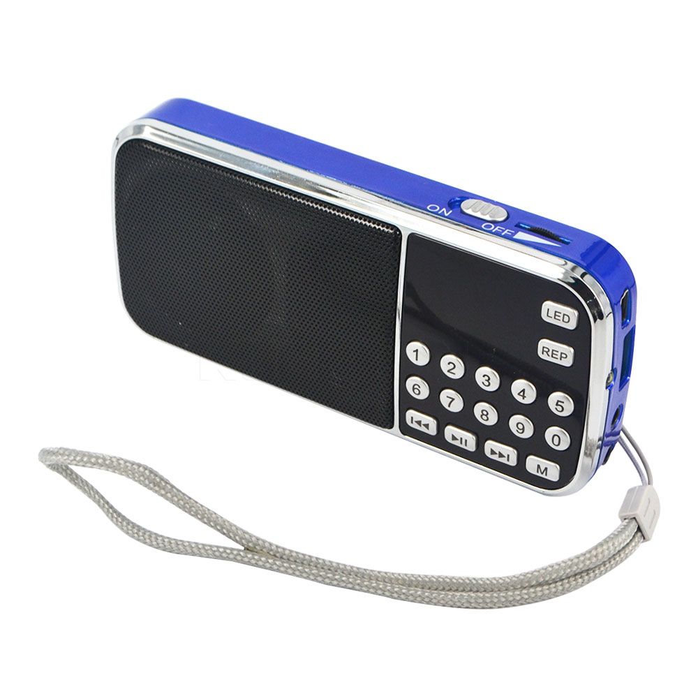 L-088 Hi-Fi Mini Speaker MP3 Audio Player Flashlight Amplifier Support FM Radio Micro SD TF Card Portable Speaker Blue