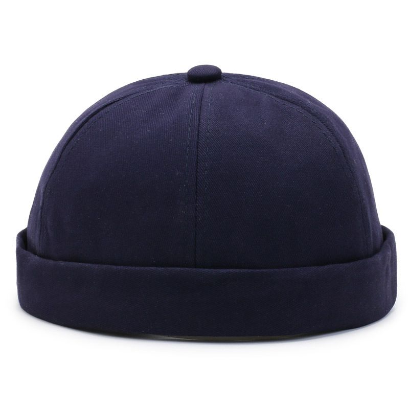 Vintage Dome Hat Melon UniBrimless Beanie Cap Solid Color Trend Yuppies Docker-A Brimless Hat