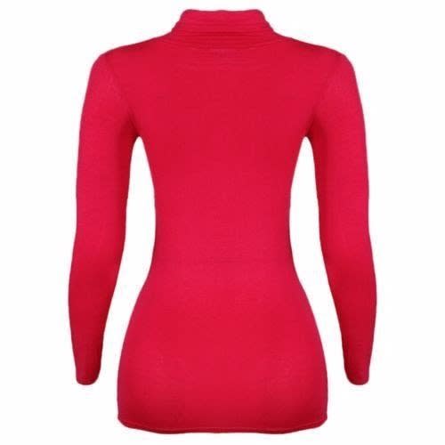 Turtle Neck Long Sleeve Top - Red
