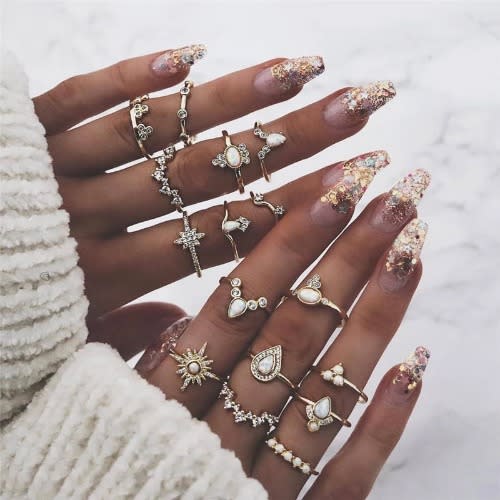 Knuckle Ring Set - 16pieces - Gold