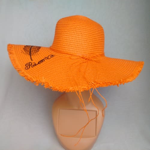 Women's Beach Hat With Adjustable Straps - Orange