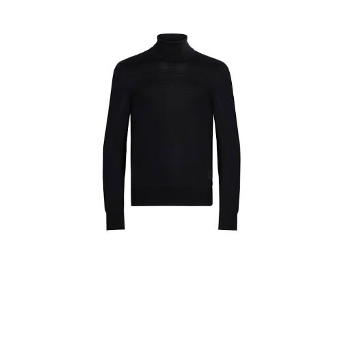 Unisex Long Sleeve Turtleneck Top - Black
