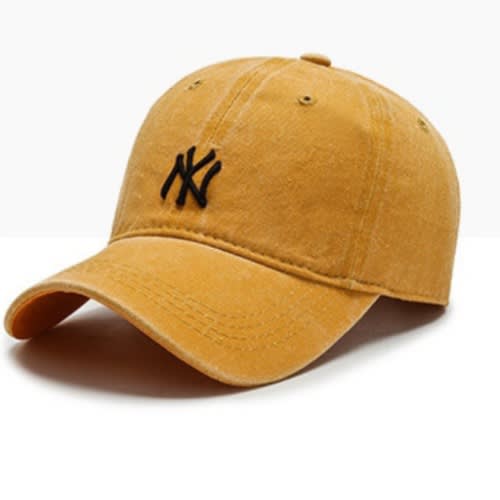 Yellow Stone Wash Ny Embroidered Face Cap, Unisex