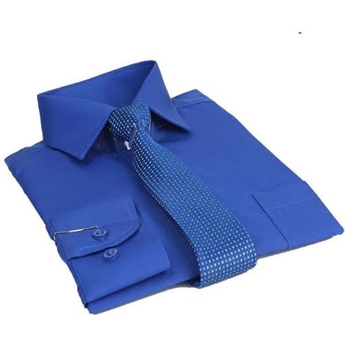 Men's Dress Shirt With Matching Tie - Royal Blue