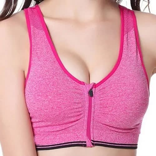 Zip Front Underware Brassiere Vest - Pink