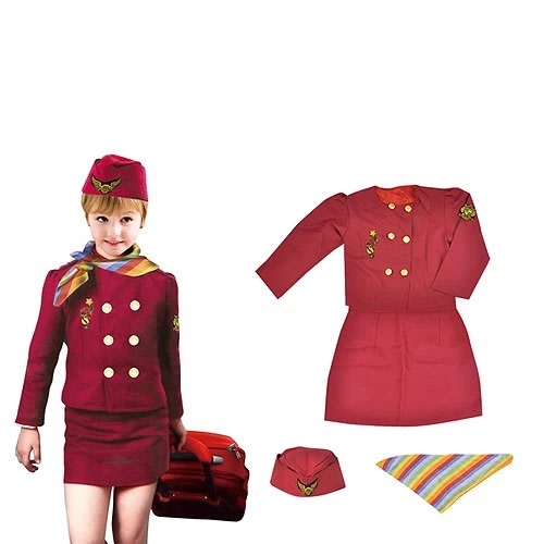 Children Air Hostess Costume - Red