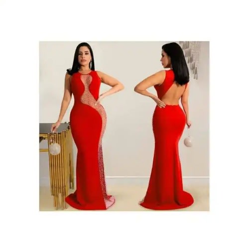 Backless Straight Dress- Red