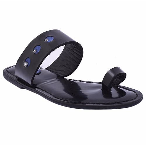 Women's Leather Slippers - Blue