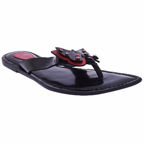 Butterfly Thong Style Ladies Flat Leather Slippers