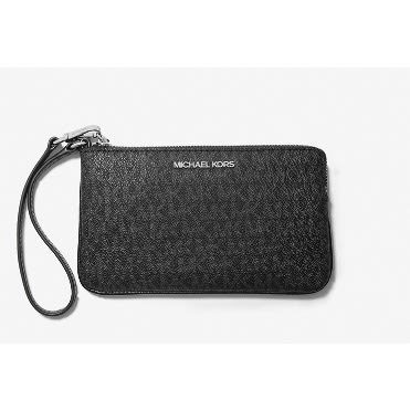 Jet Set Travel Logo Wristlet- Black