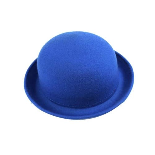 Roll Up Brim Fedora Hat - Blue