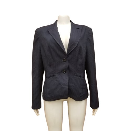 Plus Size Stripes Jacket/blazers Wt Full Lining- Black