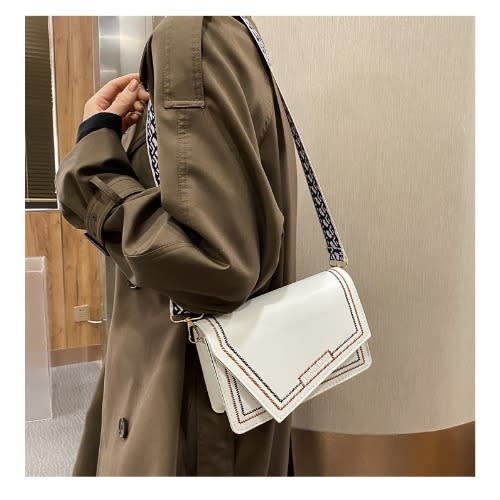Premium Classic Leather Ladies Crossbody Hand Bag- White