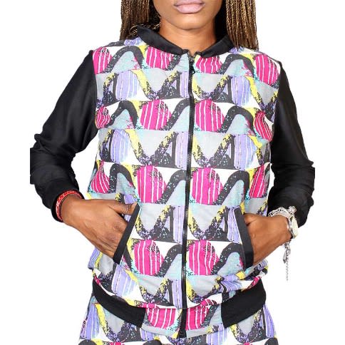 Kellyz Africana Ankara Print Jersey Jacket