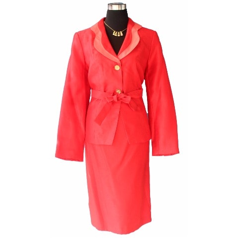 Shimmer Skirt Suit - Red
