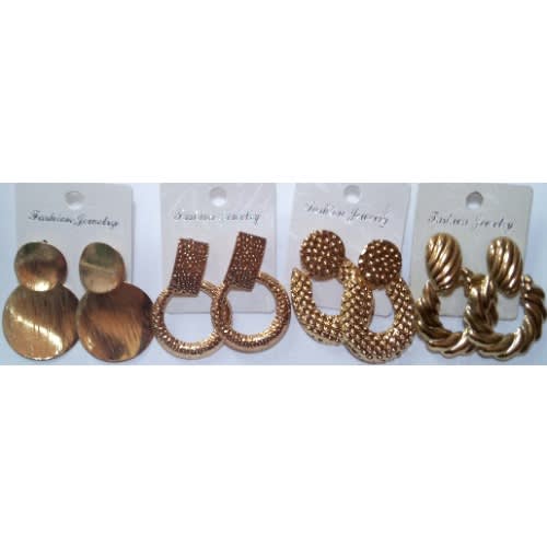 Earrings  -4 Sets - Gold