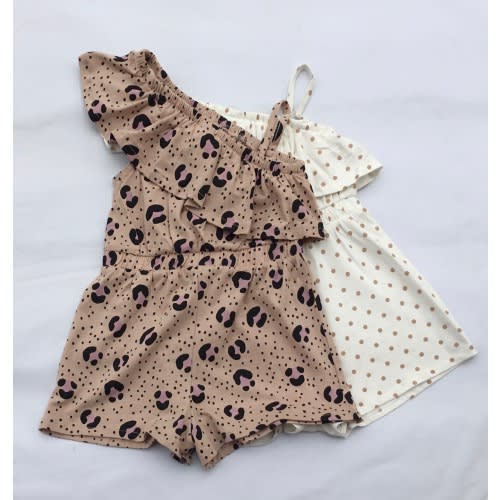Leopard Dots 2 Pack Girls Playsuits