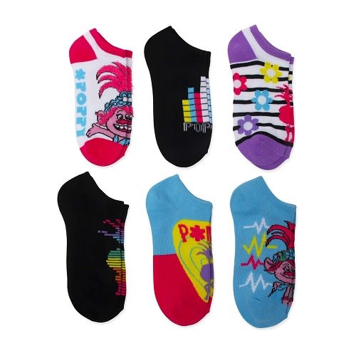Trolls 2 Girls No Show Ankle Length Socks - 6 Pairs
