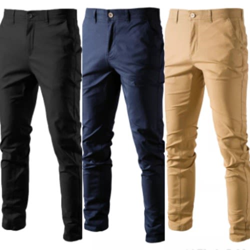 3in1 Chinos Pants For Men - Black + Blue + Carton