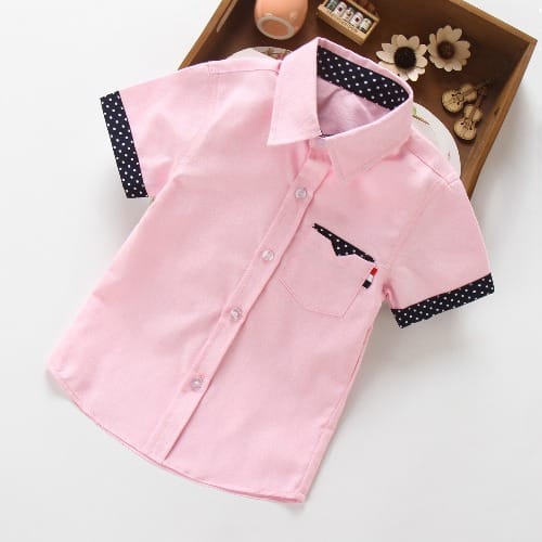 Boys Gentleman Short Sleeve Shirt - Pink